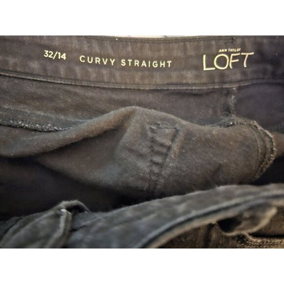 Loft Curvy Streaght Womens Jeans Size 32/14 Dark Wash Stretch Denim - Picture 4 of 7